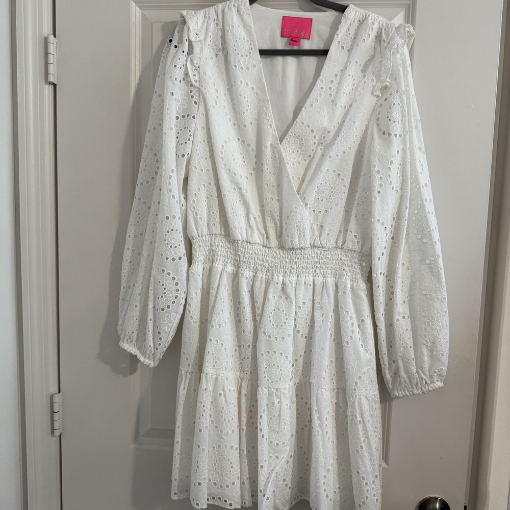 Lilly Pulitzer White Eyelet Long Sleeve Dress